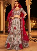 Pure Viscose Red Bridal Wear Zardosi Work Lehenga Choli